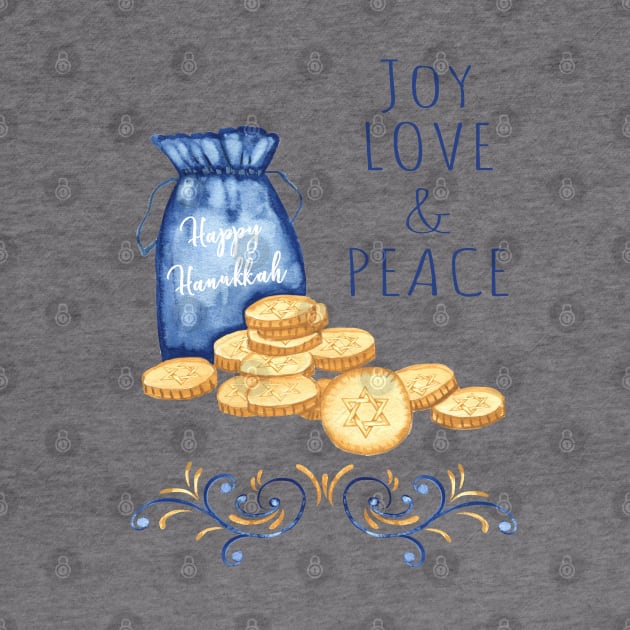 Hanukkah Watercolor C by Jean Plout Designs